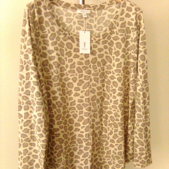 Skinnygirl Jeans Safari-Abstract Cheetah Fierce Brushed Marled Top Size 2X - Picture 5 of 11